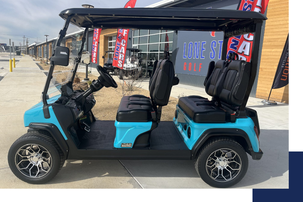 Light blue golf cart