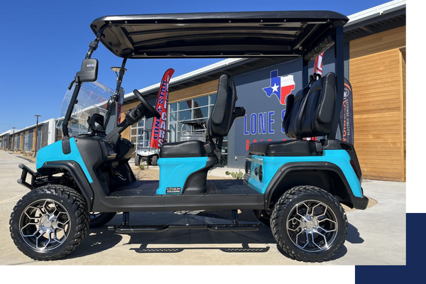 light blue golf cart